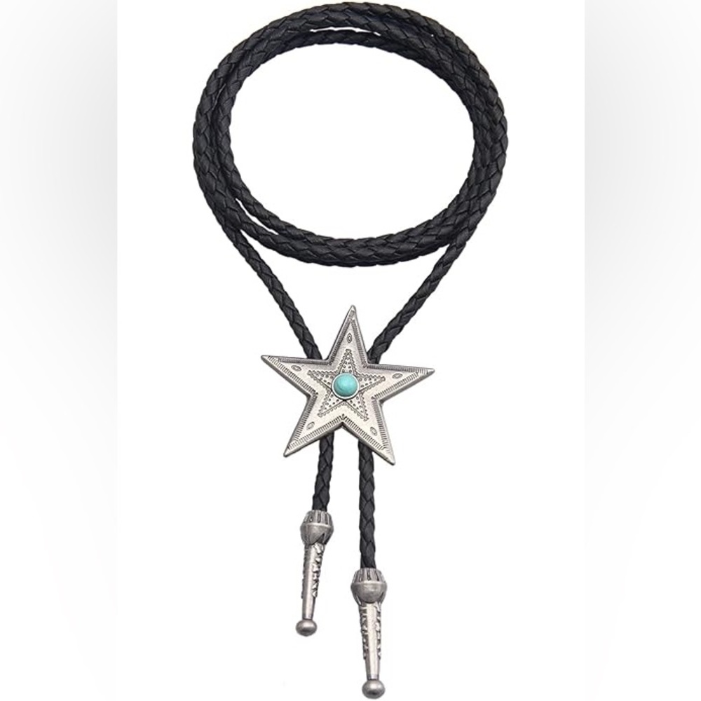 Star with Turquoise Colored Gem Bolo Necktie Necklace